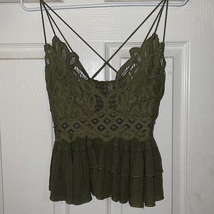 Free people size medium olive green tank top!